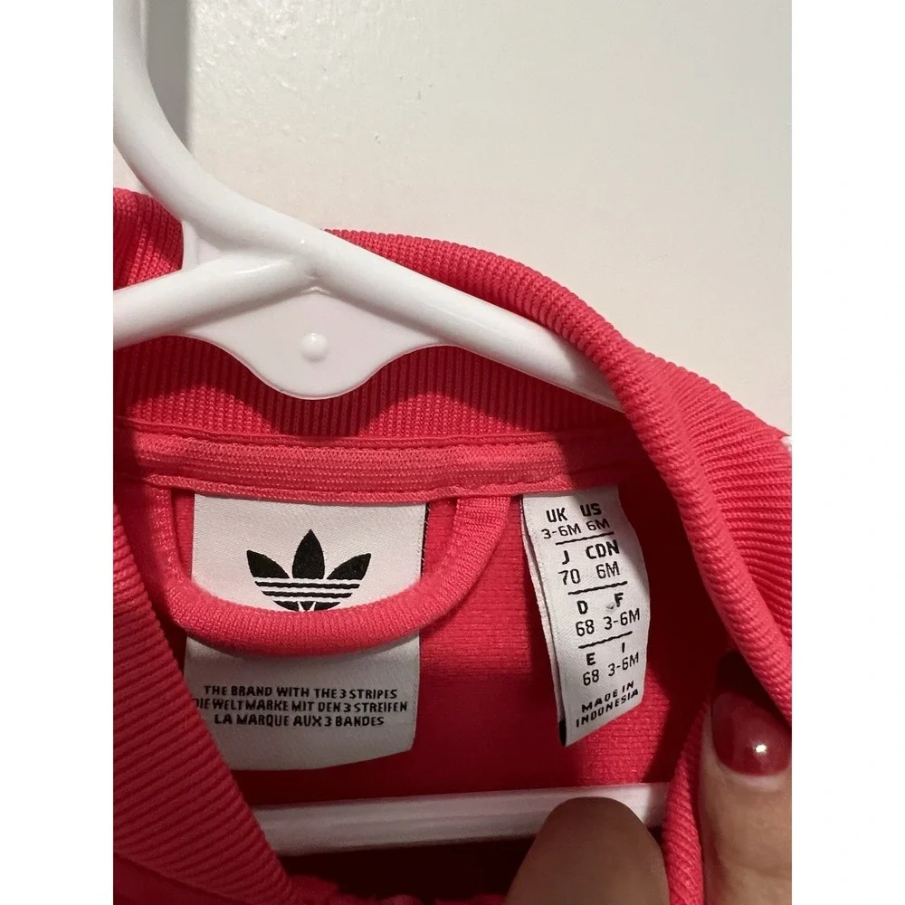 Adidas Baby‎ Girl Track Suit Pink Size 3-6 Months Striped Athletic Hot Pink Zip